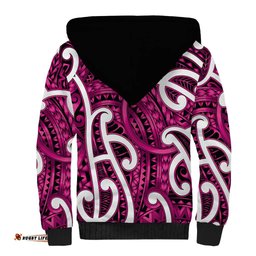 Aotearoa Maori Kowhaiwhai Sherpa Hoodie Mawhero Puhoro and Patiki LT9