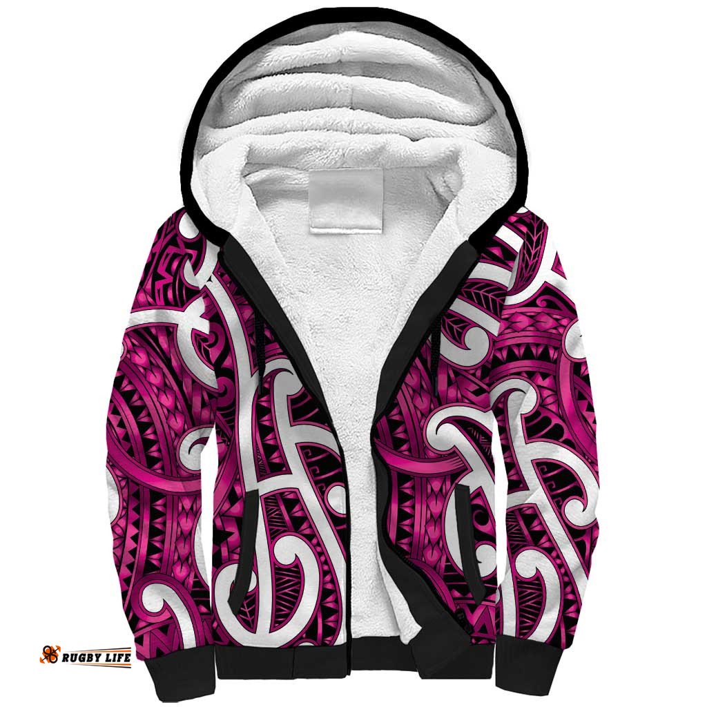 Aotearoa Maori Kowhaiwhai Sherpa Hoodie Mawhero Puhoro and Patiki LT9