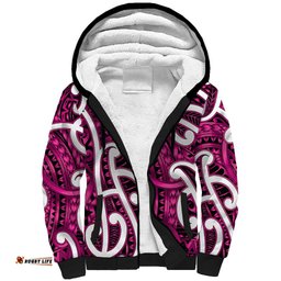 Aotearoa Maori Kowhaiwhai Sherpa Hoodie Mawhero Puhoro and Patiki LT9