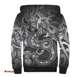 Aotearoa Maori Hei Tiki Sherpa Hoodie Kiwikiwi Kowhaiwhai Puhoro Motif LT9