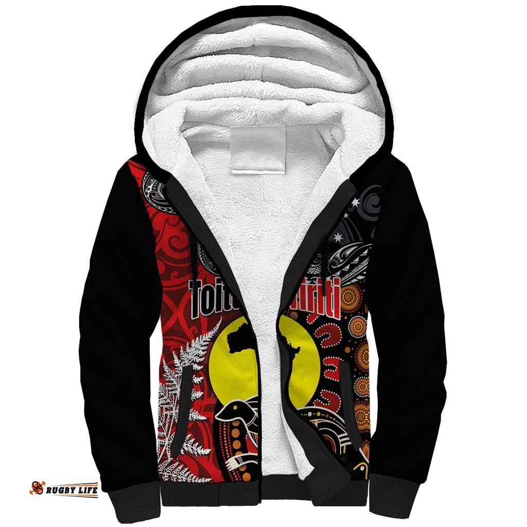 Aotearoa and Australia Toitu Te Tiriti Sherpa Hoodie Honour the Treaty - Te Tiriti Is Us LT03