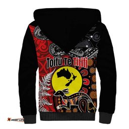 Aotearoa and Australia Toitu Te Tiriti Sherpa Hoodie Honour the Treaty - Te Tiriti Is Us LT03