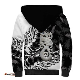 Aotearoa Manaia NZ Maori Silver Fern Sherpa Hoodie LT14