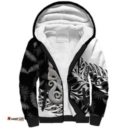 Aotearoa Manaia NZ Maori Silver Fern Sherpa Hoodie LT14