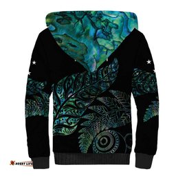 Aotearoa Personalized Lawn Bowls Maori Sherpa Hoodie New Zealand Paua Shell Tribal Silver Fern LT7