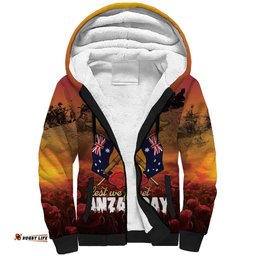 ANZAC Day Lest We Forget Sherpa Hoodie Australian Veterans Remembrance Tribute LT18