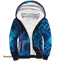 Aotearoa Taniko Matariki Sherpa Hoodie Cosmic Blue LT7