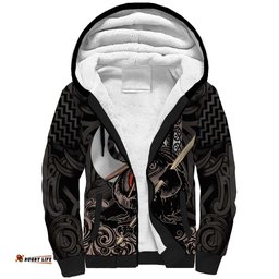 Aotearoa Hei Matau Sherpa Hoodie Haka Kiwi Mix Maori Mangopare LT14