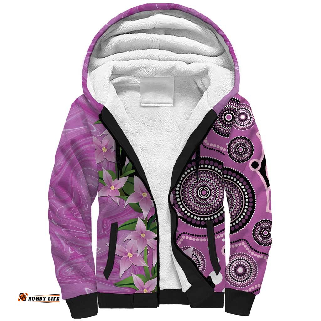 Australia Boronia Sherpa Hoodie Aussie Native Flowers Indigenous Art LT14