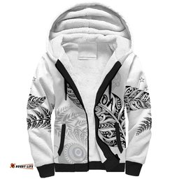 Aotearoa Personalized Lawn Bowls Maori Sherpa Hoodie New Zealand White Tribal Silver Fern LT7