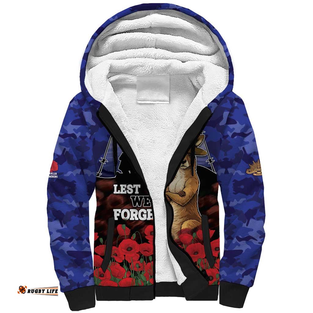 ANZAC Day Sherpa Hoodie Lest We Forget DT05