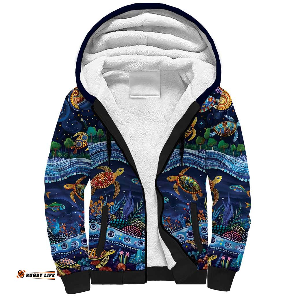 Australian Landscapes Sherpa Hoodie Aboriginal Dreamtime Story LT9