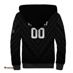 Custom Football New Zealand Sherpa Hoodie Aotearoa United Black Version LT01
