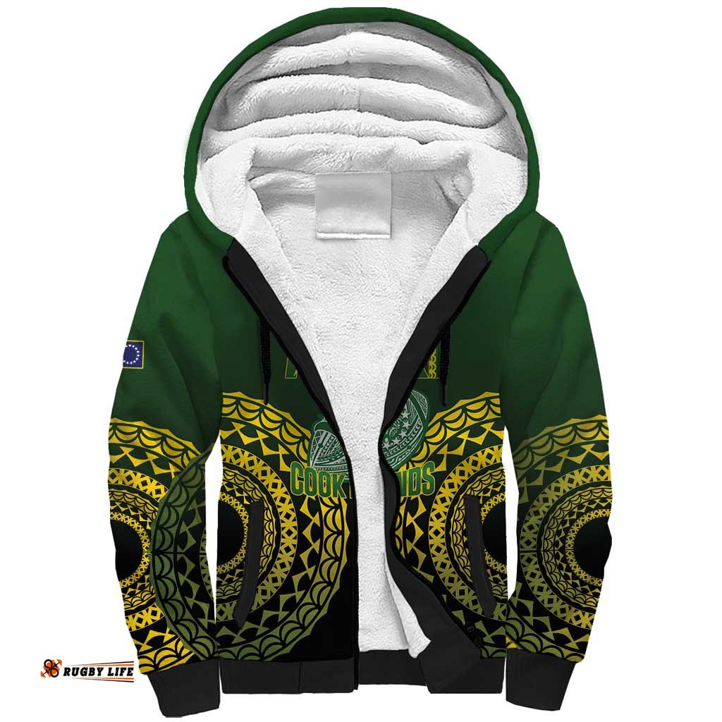 Custom Avaiki Cook Islands Rugby Sherpa Hoodie Kuki Airani Tatau Black LT14