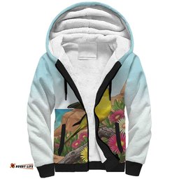 Australia Rock Parrot Sherpa Hoodie Pigface Carpobrotus Rocky Island Vibes LT14