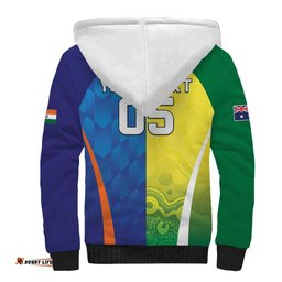 Custom Australia And India Cricket Sherpa Hoodie Ashoka Chakra With Aboriginal LT05