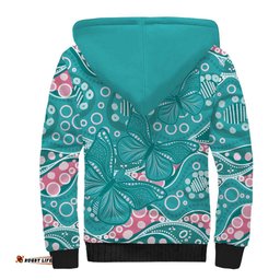 Australia Hereditary Cancer Awareness Sherpa Hoodie Aboriginal Butterflies LT7