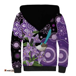 Australia Epilepsy Awareness Sherpa Hoodie Purple-crowned Fairywren Boronia Aboriginal LT14