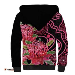 Australia Waratah Sherpa Hoodie Telopea Aussie Native Flowers Indigenous Art LT14