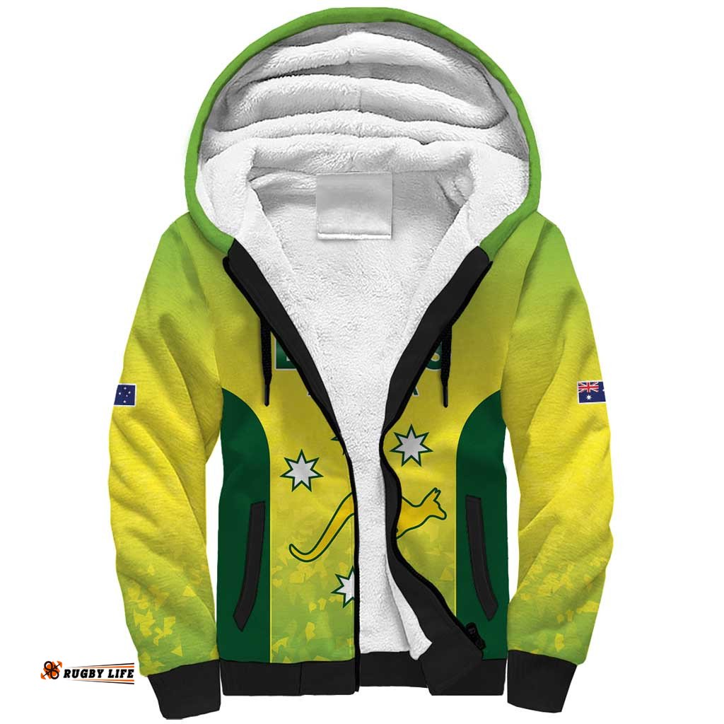 Australian Kangaroo Lawn Bowls Custom Sherpa Hoodie Aussie Minimalist Style LT9
