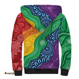 Australia First Nation LGBTQ+ Sherpa Hoodie Aboriginal Rainbow Flag LT7
