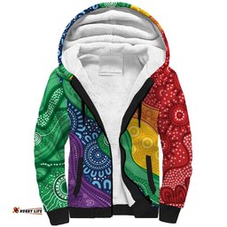 Australia First Nation LGBTQ+ Sherpa Hoodie Aboriginal Rainbow Flag LT7