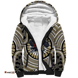 Collingwood Football Club Sherpa Hoodie Indigenous Monochrome Dot Art Mascot Style TS04