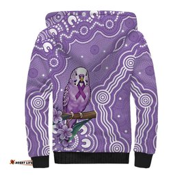 Australia Epilepsy Awareness Sherpa Hoodie Purple Budgerigar Plumeria Aboriginal LT14