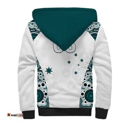 Custom Australia Rugby 2026 Sherpa Hoodie Go Wallabies Aboriginal Pattern White Version LT05