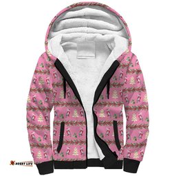 Australia Pink Galah Christmas Sherpa Hoodie Eolophus Roseicapilla Bottlebrush Seamless LT14