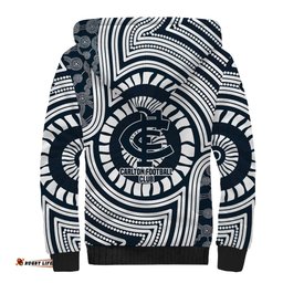 Carlton Football Club Sherpa Hoodie Indigenous Monochrome Dot Art Mascot Style TS04