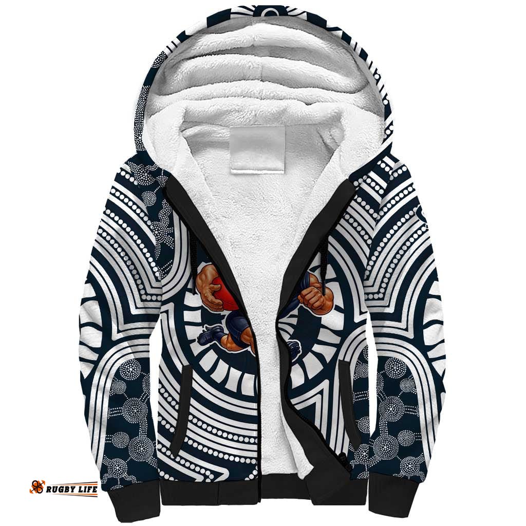 Carlton Football Club Sherpa Hoodie Indigenous Monochrome Dot Art Mascot Style TS04