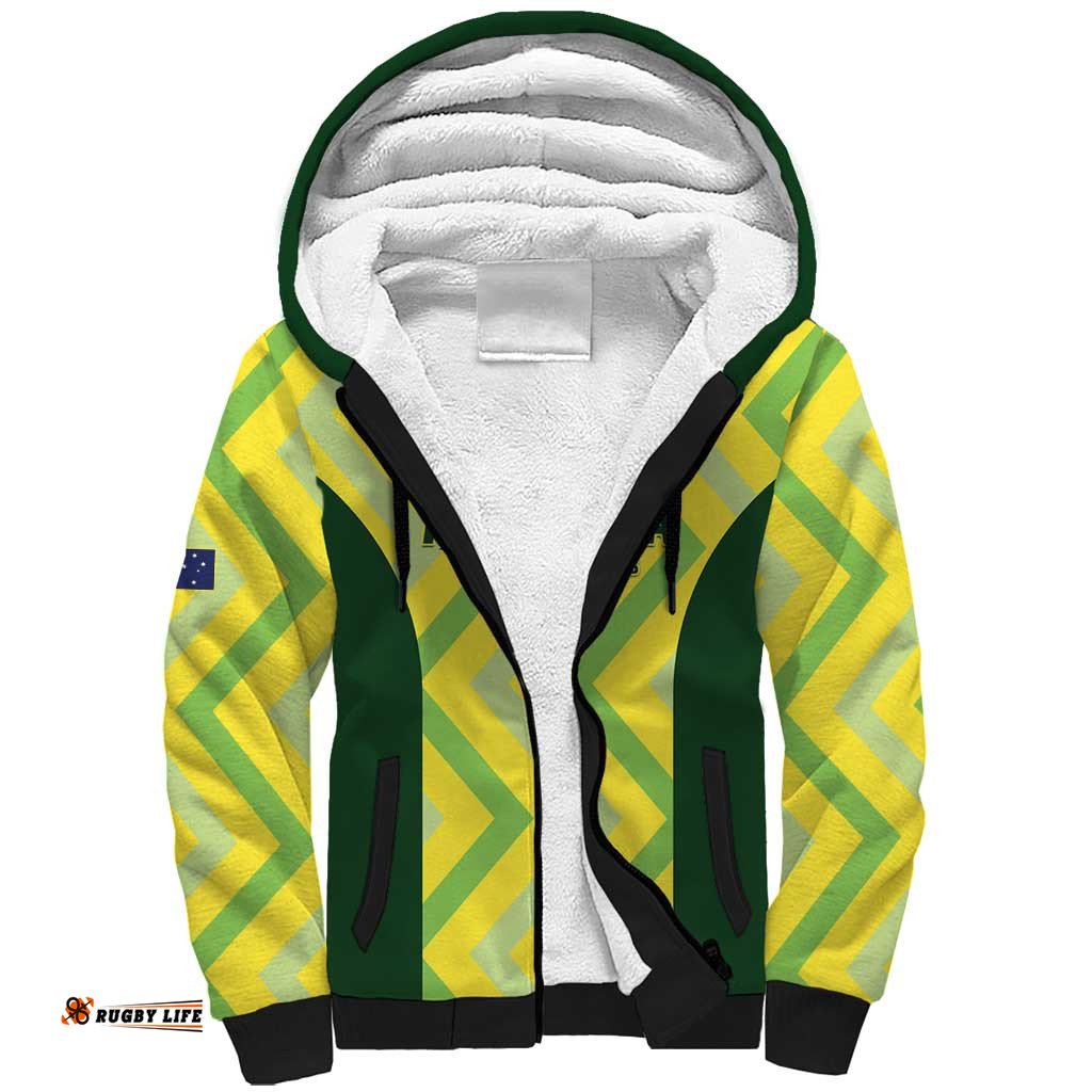 Custom Australia Socceroos 2025 Sherpa Hoodie Forever Golden LT01