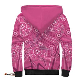 Australia Indigenous Pink Month Sherpa Hoodie Breast Cancer Aboriginal Dragonflies Ribbon LT14