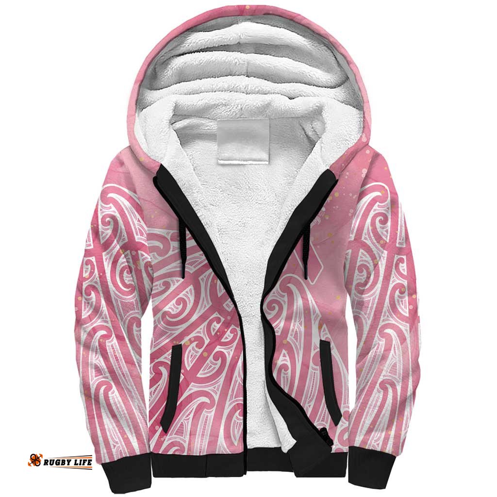 Breast Cancer Awareness Maori Sherpa Hoodie Kia Kaha Kia Maia Kia Manawanui LT7