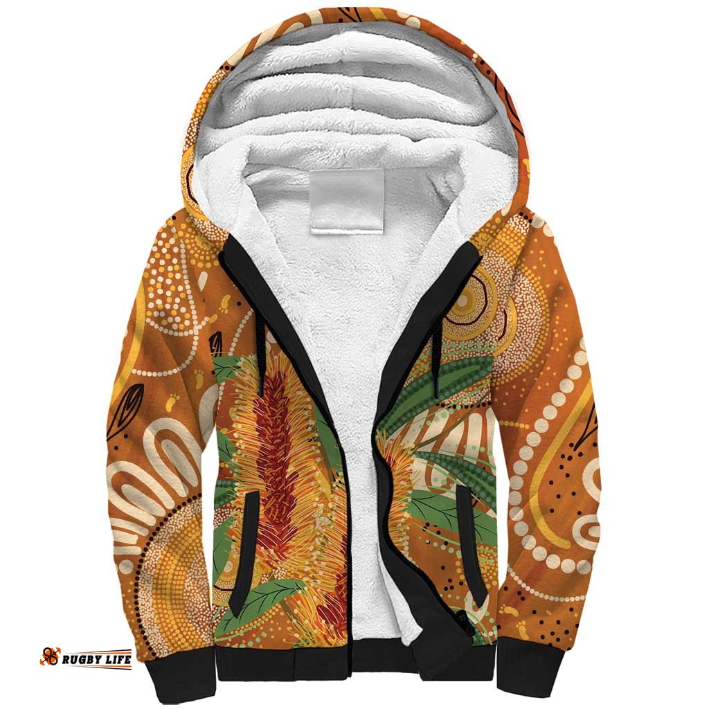 Australia Bottlebrush Sherpa Hoodie Callistemon Aussie Native Flowers Indigenous Art LT14