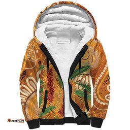Australia Bottlebrush Sherpa Hoodie Callistemon Aussie Native Flowers Indigenous Art LT14