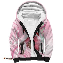 Australia Funny Pink Galah Christmas Sherpa Hoodie Aboriginal Eucalyptus Blossoms Watercolor LT14