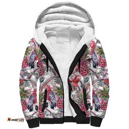 Australia Pink Galah Sherpa Hoodie Rose-breasted Cockatoo Pineapple Seamless Vibes LT14