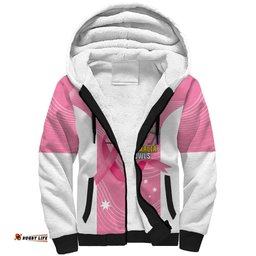 Custom Bowls Australia Breast Cancer Sherpa Hoodie Pink Ribbon Aussie Map With Kangaroo Emu LT14