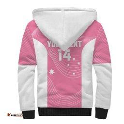 Custom Bowls Australia Breast Cancer Sherpa Hoodie Pink Ribbon Aussie Map With Kangaroo Emu LT14
