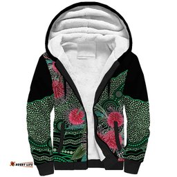 Australia Hakea Sherpa Hoodie Aussie Native Flowers Indigenous Art LT14