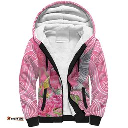 Australia Pink Galah Sherpa Hoodie Rose-breasted Cockatoo Waratah Indigenous Art LT14