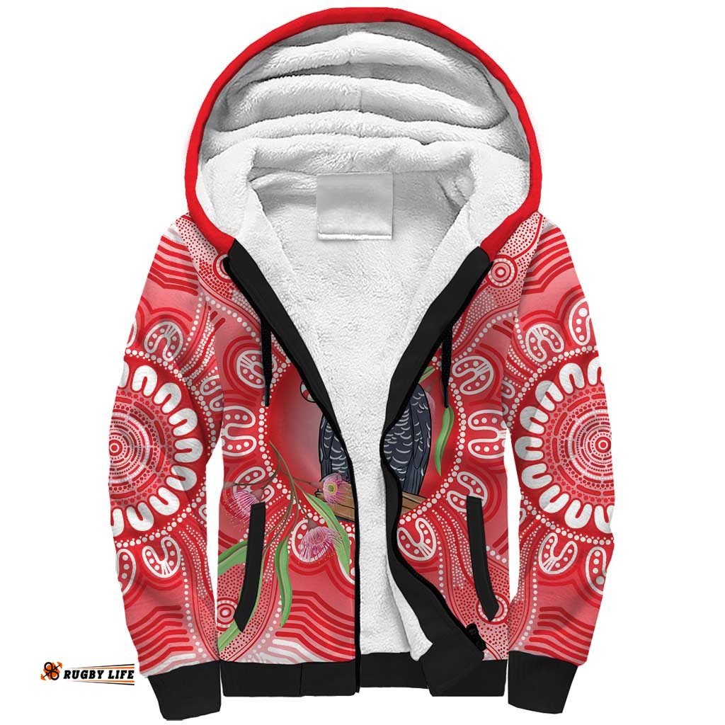 Australia Gang-gang Cockatoo Christmas Sherpa Hoodie Eucalyptus Blossoms Aboriginal Merry Xmas LT14