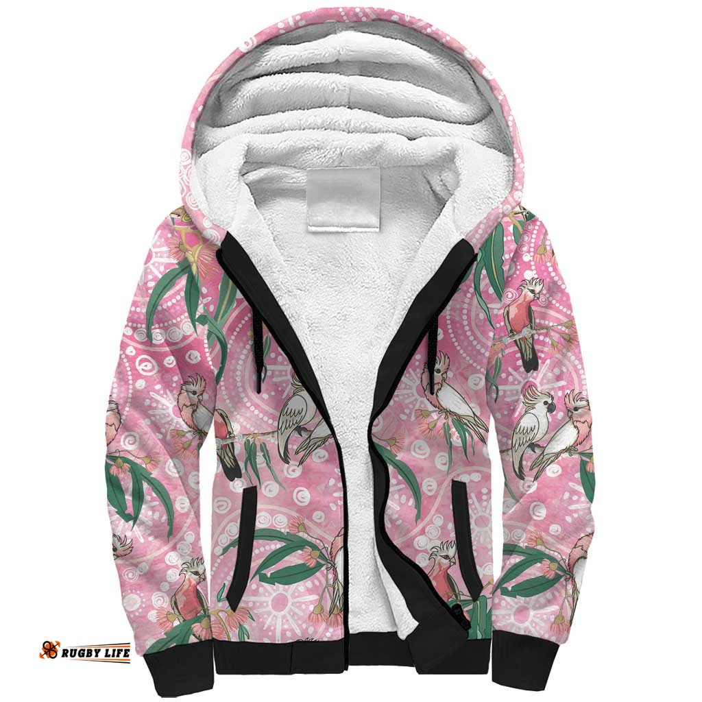 Australia Galah Aboriginal Sherpa Hoodie Breast Cancer Awareness LT7