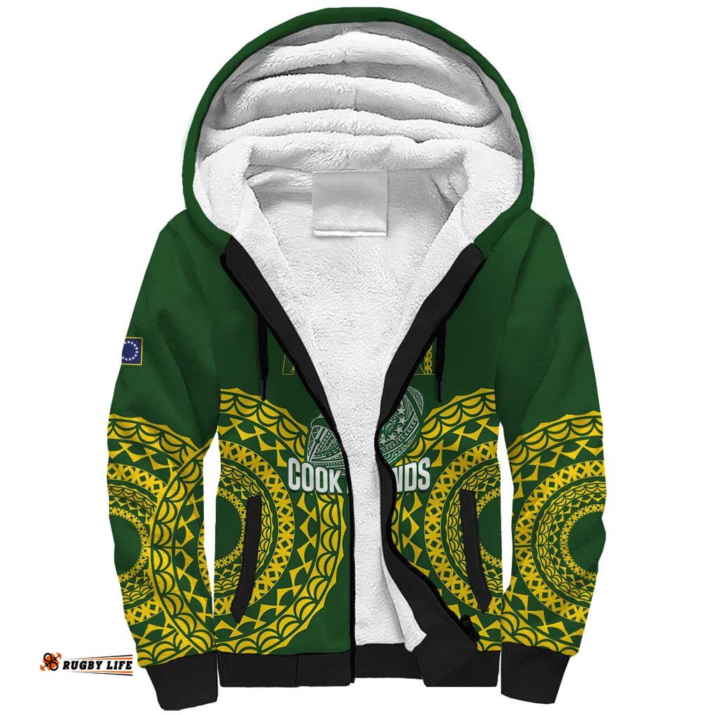 Custom Avaiki Cook Islands Rugby Sherpa Hoodie Kuki Airani Tatau Green LT14