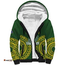 Custom Avaiki Cook Islands Rugby Sherpa Hoodie Kuki Airani Tatau Green LT14