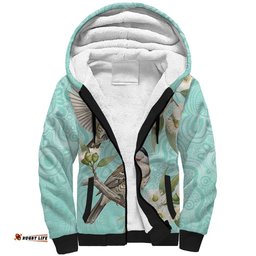 Australia Red Wattlebird Sherpa Hoodie Eucalyptus Alba Indigenous Art LT14