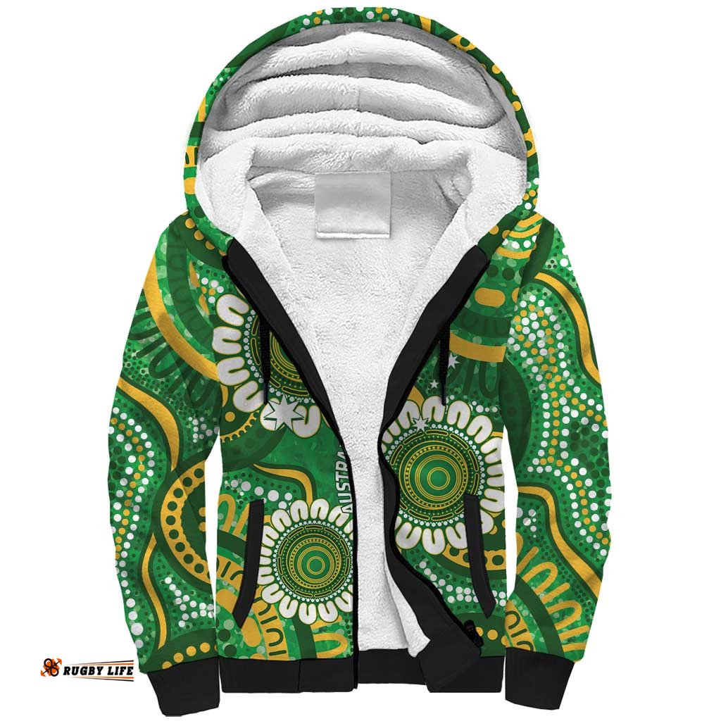 Bowls Australia Custom Sherpa Hoodie Aboriginal Art National Color LT14
