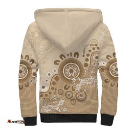 Beige Lizards Australia Sherpa Hoodie Boomerang Indigenous Art LT14
